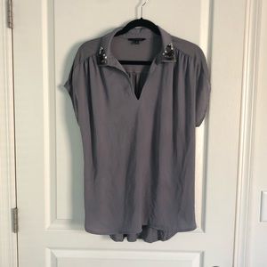 Great condition! Gray embellished collared top
